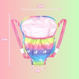 DHWEKU Doll Carrier for Children with Adjustable Straps, Front and Back Baby Doll Carrier, Cuddly Toy Carrier, Baby Doll Carrier for Girls