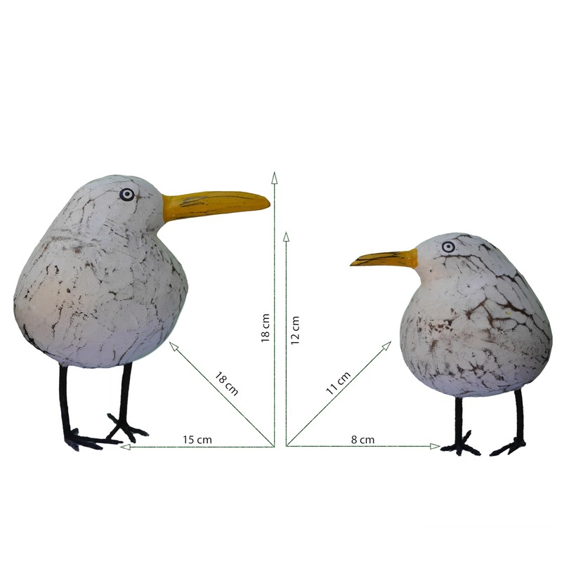 ART-CRAFT Hand-carved decorative seagull in shabby chic style, maritime wooden