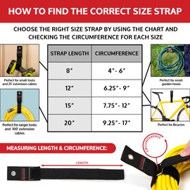 Heavy Duty Storage Straps Hanging with Metal Buckle (4 Pack, 1.5" x 20") - Extension Cord Organizer, Garden Hose Holder, Cable Management, Storage of Accessories in Garage, RV, Workshop - ENVISIONED