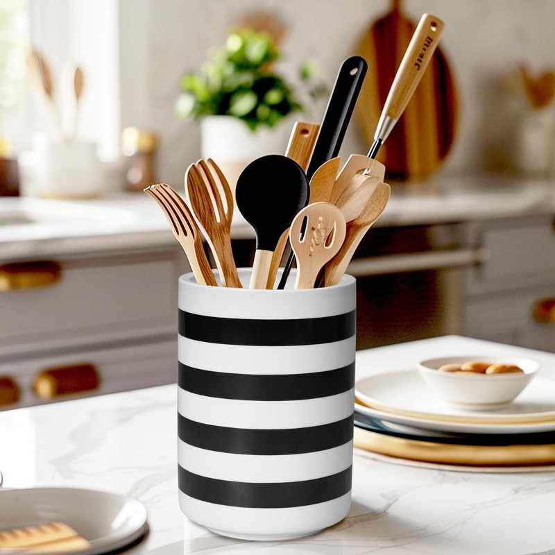 Sunddo Kitchen Utensil Holder, 6.7" Large Utensil Crock, Utensil Holder