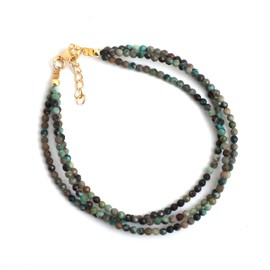 Gempires Turquoise 3 layered Beaded Bracelets for Women, Boho Style, Crystals Bracelet, Gift for Her, December Birthstone Jewelry, 2.4-2.5mm Beads, 14k Gold Plated 8 inch Adjustable Chain (turquoise)