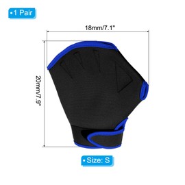 PATIKIL Web Swimming Gloves 1 Pair Swim Gloves Water Resistance Aerobics Gloves for Women and Men Swimming Diving Black/Blue Small