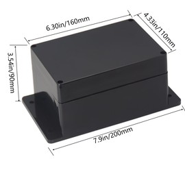 Raculety Project Box IP65 Waterproof Junction Box ABS Plastic Electrical Boxes DIY Electronic Project Case Power Enclosure with Fixed Ear 6.3x4.33x3.54 inch (160 x 110 x90 mm)