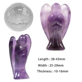 Nupuyai Angel Gemstone Guardian Angel Figurine Crystal Pocket Angel Healing Stone Talisman Lucky Charm Angel Statue Fengshui Decoration (Amethyst)
