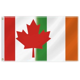3×5 FT Canada Ireland Combo Flag,Large Canadian Irish Decor,Double Side Digital Printed 150D Polyester Banner With Canvas Header Brass Grommet For Outdoor Indoor Parade Car