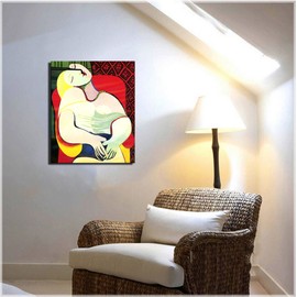 Niwo ART - The Dream,by Pablo Picasso - Oil Painting Reproduction - Giclee Wall Art for Home Decor,Office, Gallery Wrapped, Stretched, Framed Ready to Hang (20"x16"x3/4")