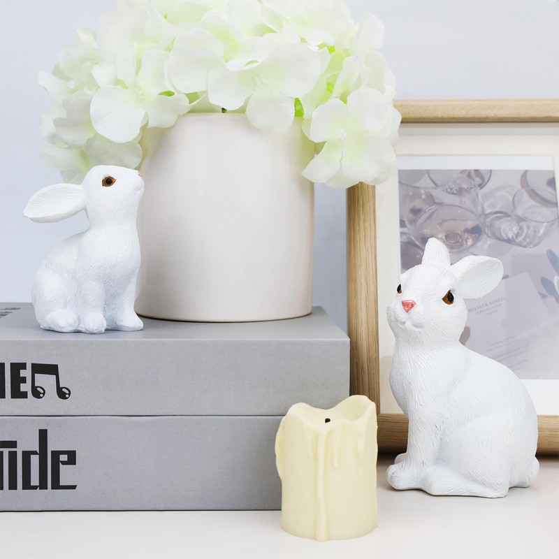 XIANNVXI Rabbit Easter Decoration White Polyresin Decorative Rabbit Easter Bunny