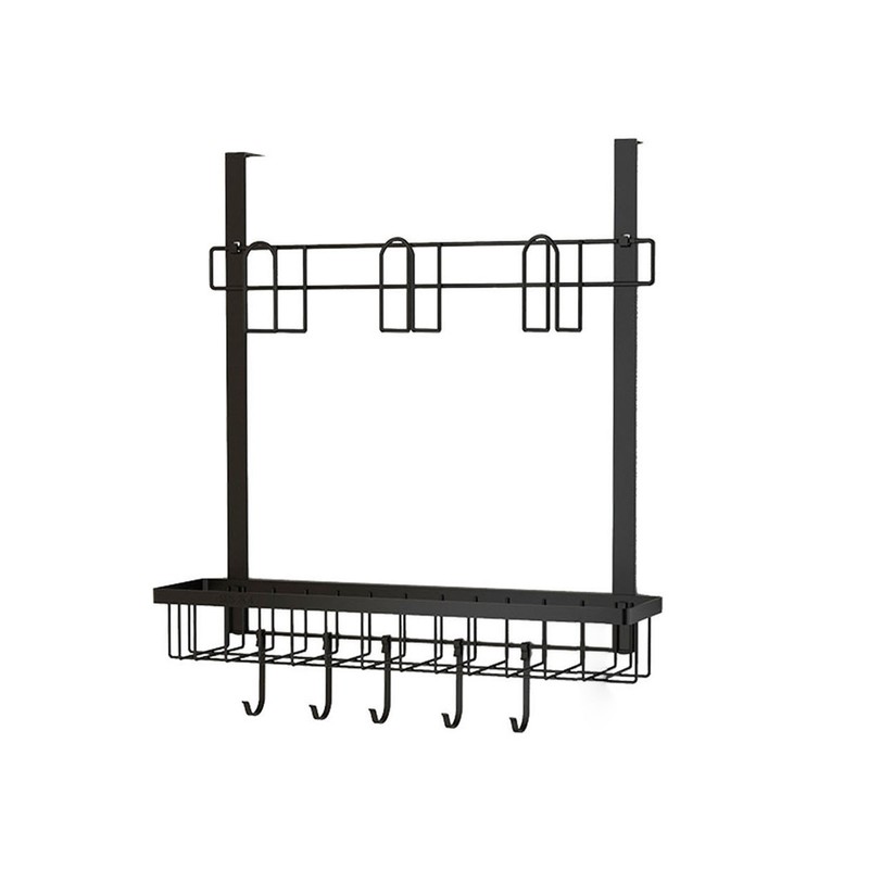 Refrigerator Hanging Shelf Nail Free with Hooks Black Refrigerator Spice