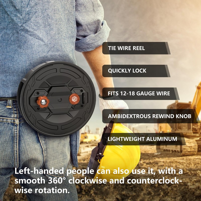 Tie Wire Reel – Lightweight Aluminum, Quick Lock Mechanism, Ambidextrous