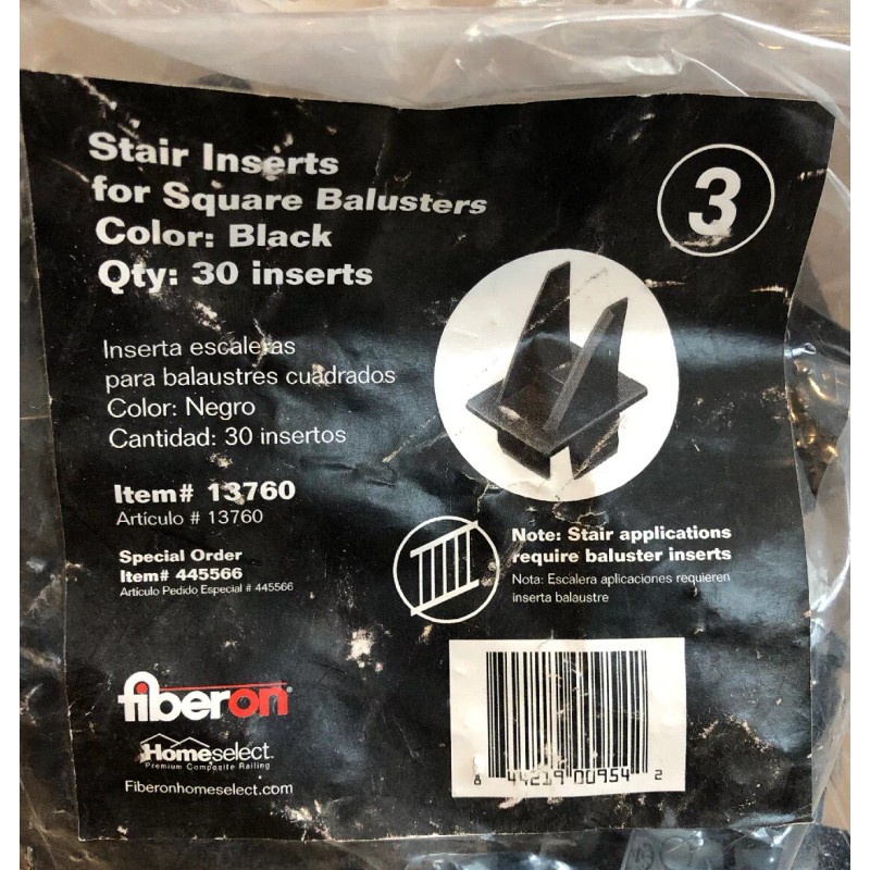 Fiberon 30-Pack Black Stair Inserts Square Baluster 13760