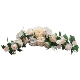 VGIA 32" Rose/Peony/Hydrangea Swag for Wedding Party Home Garden, Wedding Arch Garden Wall Decoration, Weddings, Beige