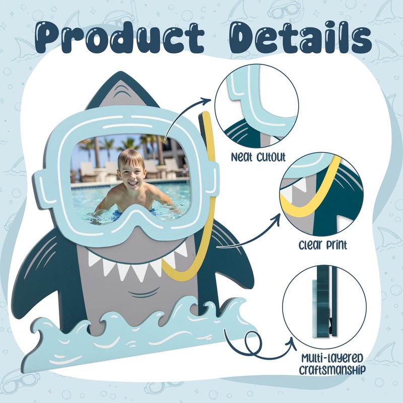 Shark Picture Frames 4x6, 2 Pack Ocean Room Decor for