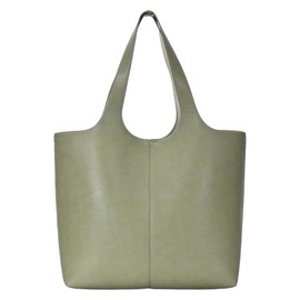 Elle Tote (Moss) | Vegan Leather Tote Bags for Women with Double Handles and Scoop neck | 17.5" L x 6" W x 13" H