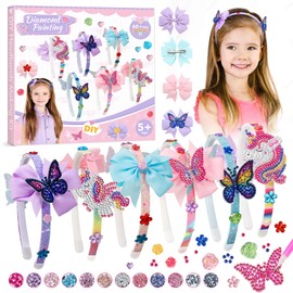 Headband Making Kit for Girls,Girls Gifts 8-12 Years Old,Diamond Painting for Kids,Arts & DIY Crafts for Kids 6-8,Butterflies Unicorn Hair Accessories Set for Girls,Christmas Birthday Gifts for Girls