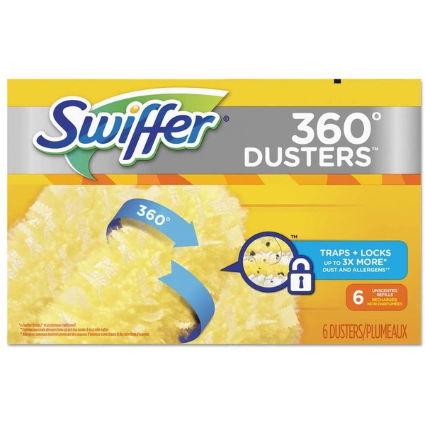 Swiffer 21620 360 Dusters Refill, Dust Lock Fiber, Yellow, 6/box, 4 Box/carton
