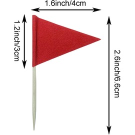GentleGirl 100 Pcs Solid Blank Toothpick Flags Small Mini Plain Cupcake Toppers Stick Color Triangle Flags DIY Marking Decorations(Red)