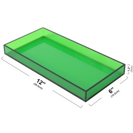 Acrylic Tray for Vanity Makeup Perfume Jewelry 12x6'' Small Decorative Tray for Bathroom Dresser Tops Candle Sink Counter, Emerald Green