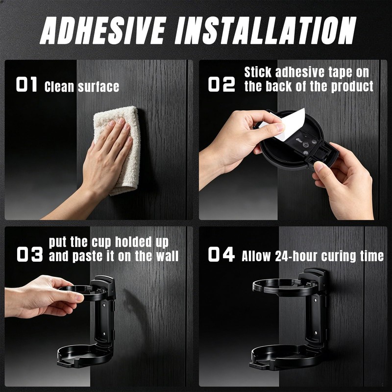 LITTLEMOLE Adjustable Folding Cup Holder, Wall Mounted Cup Holder for