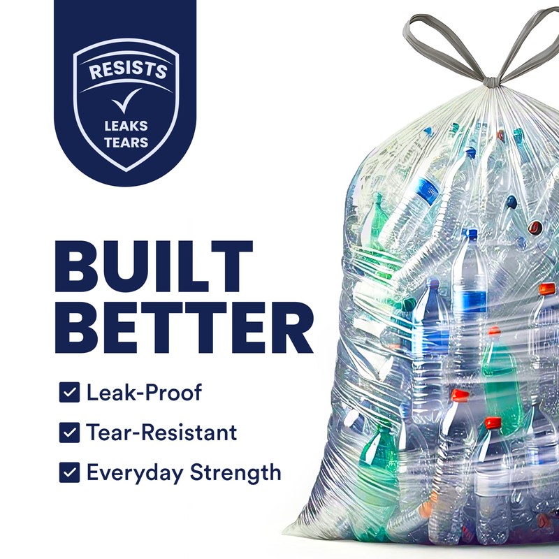 Plasticplace 32-33 Gallon Recycling Bags │ 0.9 Mil │ Clear