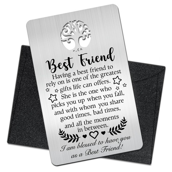 Mhfpl To My Best Friend Wallet Card, Engraved Metal Wallet
