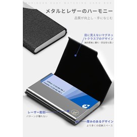 VEAGIA Business Card Holder, Luxury Business Card Case, Stainless Steel Card Case, Won't Break Business Cards, Large Capacity, 5 Colors, Unisex, premium black