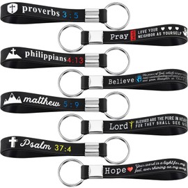 Sureio 36 Pcs Christian Bible Keychains with Scripture Father's Day Gift Inspirational Religious Keychains for Church(Black)