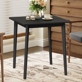 HOOBRO Bamboo Dining Table, Square Dining Table for 2, 27.6" Kitchen Table for Small Space, Writing Table, Easy to Assemble, for Dining Room, Living Room, Office, Kitchen, Apartment, Black BK70CZ01