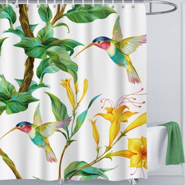 LIVETTY Shower Curtain180x180cm, Waterproof Polyester Fabric Bath Curtain With 12 Hooks Washable Quick-Drying Curtains
