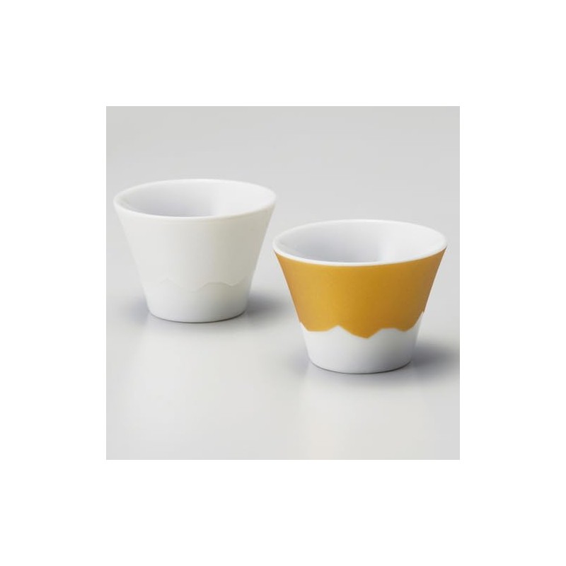 Mt. Fuji T95090180 Pair Ochoko (In Wooden Box), Mica Gold,