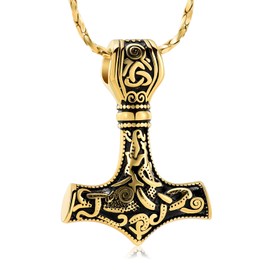 AIWENXI Thor's Hammer Cremation Jewellery Men Urn Necklace Women Celtic Knot Nordic Viking Memorial Human/Pet Ash Pendant Ash Necklace Lock Souvenir Jewellery, Stainless Steel