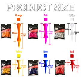 AXKAL Golf Pink Tees Plastic Castle Step Down Value 60 Count 2 1/4 Inch, Golf Tee Professional Height Control (Pink- 2 1/4''-60 Tees, Pink)