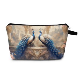 MoCaliduccious Peacock Makeup Bag for Women Travel Cosmetic Organizer Bag Teacher Appreciation Gifts Small Zipper Toiletry bag
