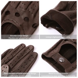 Harssidanzar Men's Leather Driving Gloves, Soft Unlined Gloves, GM026CA, Saddle, Size L