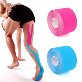 Kinesiology Tape, Physio Tape, Sports Tape Set, Waterproof Skin-Friendly, for Muscle Support, Knee Pain, Elbow and Shoulder, 2 Rolls