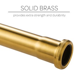 Brass Slip Joint Extension Tube 1-1/4” OD x 12” with Nut and Rubber Washer, P Trap Extension Tube, Sink Drain Tailpiece Tube Extension, Brushed Brass Gold