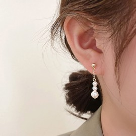 TseenYi Pearl Dangle Drop Earrings Gold Pearl Drop Earrings Long Tassel Pearl Earrings Vintage Pearl Earrings Jewellery for Women and Girls Gifts