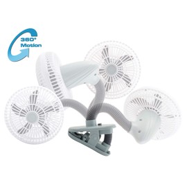 O2COOL 4 Inch Clip On Stroller Fan, Portable Battery Operated for Outdoor, Car Seat and Baby Crib. Flexible Neck and Adjustable Head for Multi-directional Cooling (Grey)