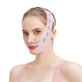 THXFUNAREA V Gesichtsmasken,Wiederverwendbare V-Linienmask,für Doppelkinn und schlaffe Gesichtshaut,Hell-Pink