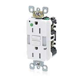 Leviton GFNL1-HGW 15A-125V Hospital Grade Tamper-Resistant Guide Light Duplex Self-Test GFCI Receptacle, White, 15-Amp