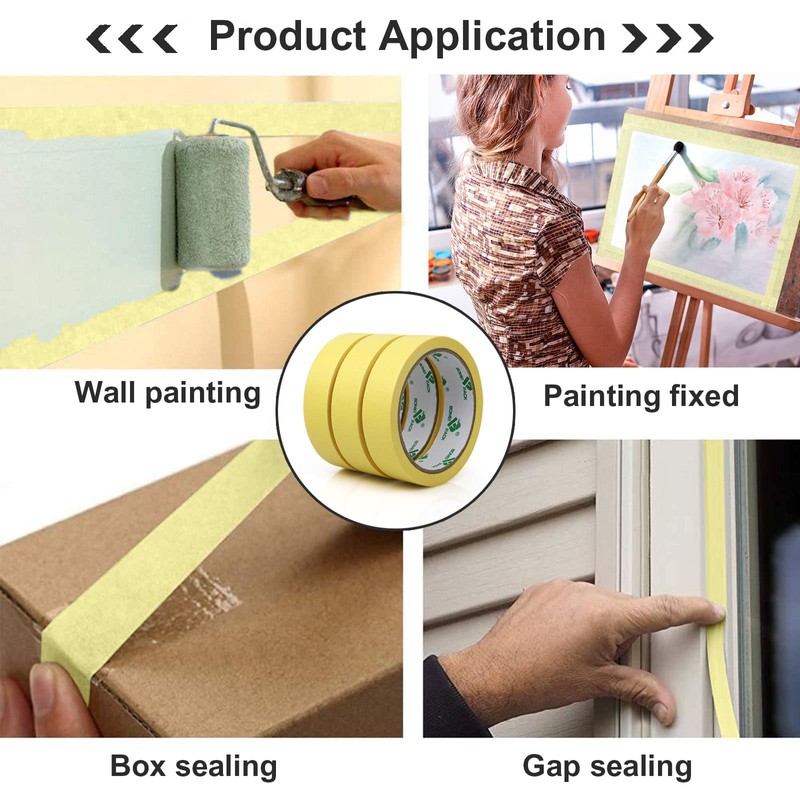 BOMEI PACK Yellow Masking Tape Decorative Writable Yellow Painters Tape