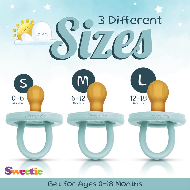 SWEETIE Rubber Turquoise Pacifier Natural Rubber Pacifier Rounded (Large)
