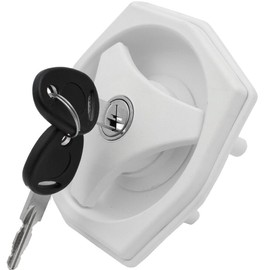 CR-MOESANCO® Caravan or Motorhome Door Lock with Cylinder and Two Keys (White)