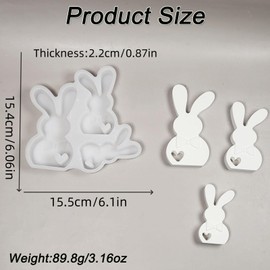 lurora2021 Silikonform Ostern Hase Silikonformen Gießformen Ostern DIY Hasen Silikonform Ostern 3D Kaninchen Gießform Ostern Silikonform Ostern für DIY Osterdeko Handwerk, Gips, Sojawachs Kerzen