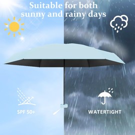 Thryviel Travel Umbrella, Small UV Umbrella, Mini Umbrella, Portable Pocket Umbrella, Ultralight, Portable Parasol, Rain and Wind Protection, Daily Wearable, Suitable for All People, lightblue