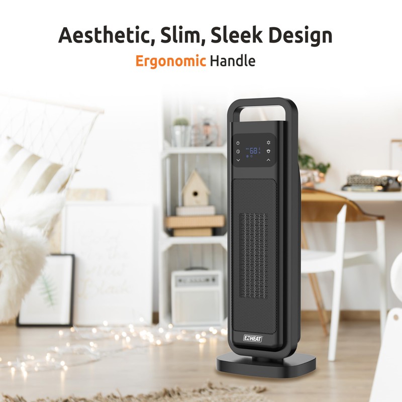 EZ-HEAT 26 inch Oscillating Digital Tower Heater with Remote Control