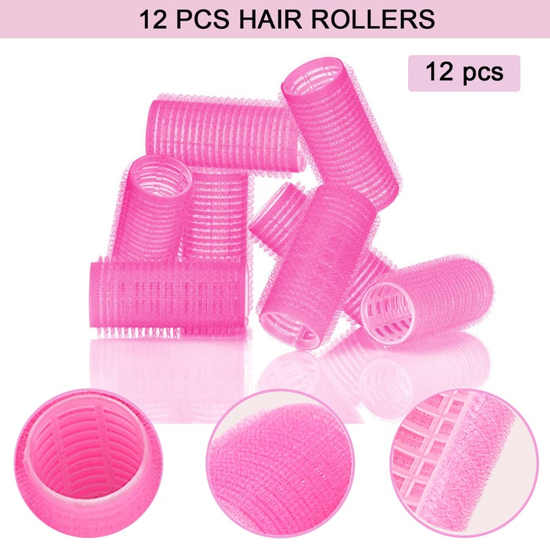 Hair Rollers, 12 Pack Salon Hair Dressing Curlers, Self Grip