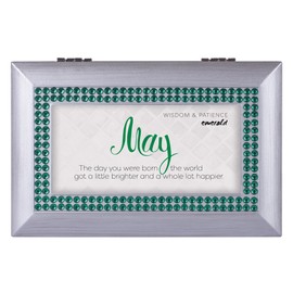 May The Day You were Born Silver Tone Birthstone Petite Music Box Plays What a Wonderful World
