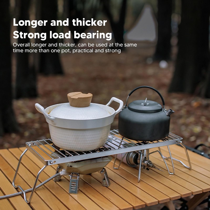 Stainless Steel Adjustable Height Folding Camping Grate Thicker Camp Fire