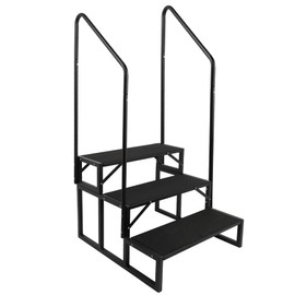 RV Steps w/Dual Handrails, 3-Step Spa Hot Tub Steps with Anti-Slip Pedals, 660lbs Load Capacity, Universal Portable Mobile Home Stairs Steps for 5th Wheel RV, Spa, Porch, Pool, Travel Trailers