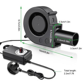 NAVESO Blower Fan 12V, Centrifugal Fan Blower, BBQ FanAir Blo-wer, RadialFan 12V with Controller, Cooling Centrifugal Air BlowerFan, 97mm x33mm TurbineBlower, TurboFan for Heaters, Grill, Picnic